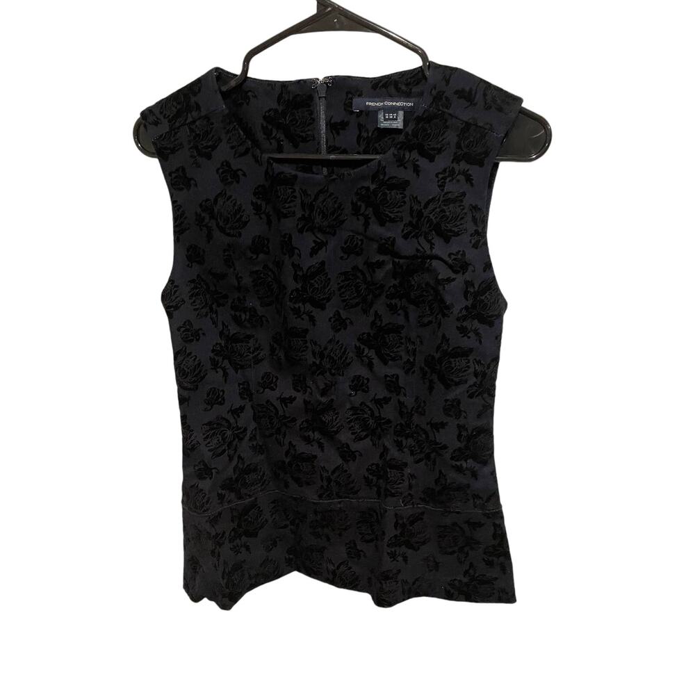 French connection rose floral peplum sleeveless top size 6